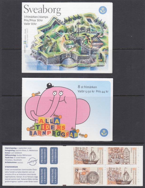 Sweden Sc 2525f/2548e MNH. 2006 issues, 10 Intact Booklets, VF