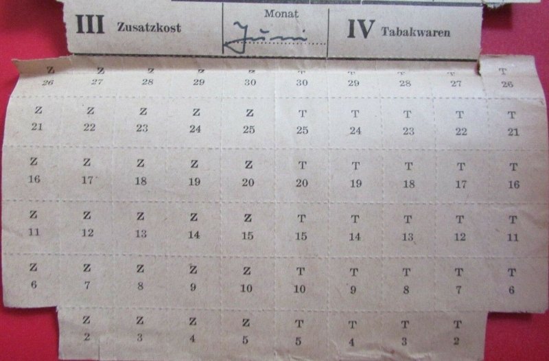 Rare 1944 German Signed Soldier's ration sheet Rudolph Wolfsberger in Brussels 