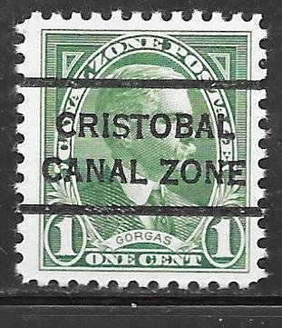 Canal Zone 105: 1c General Gorgas, Cristobal precancel, MNH, F-VF