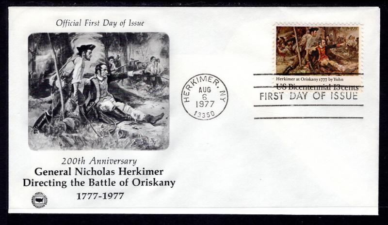 US 1722 Herkimer at Oriskiny PCS U/A FDC