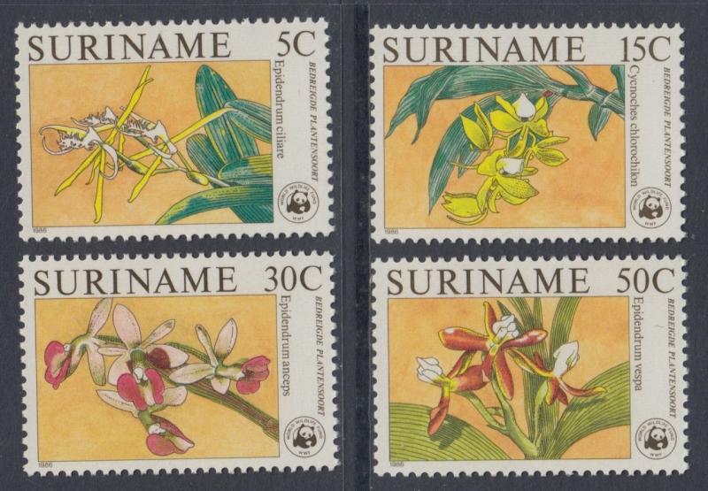 XG-BA069 SURINAME IND - Wwf, 1986 Flowers, Flora, Nature MNH Set