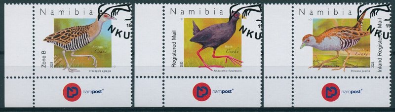 Namibia Stamps 2023 CTO Crakes Birds Black African Crake 3v Set