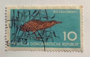 Germany DDR 1959 Scott 435 used - 10pf,  Nature protection,bird, Bittern