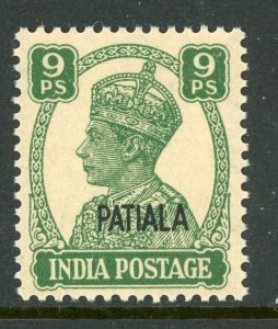 India 1943 KGVI Patiala Convention States 9p Scott # 104 MNH Q705