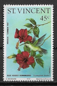 1976 St Vincent #468 Common red hibiscus and blue-headed hummingbird MNH