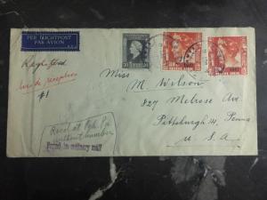 1947 Batavia Netherlands Indies Censored Found Cover To Pittsburgh Pa Usa