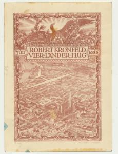 AUSTRIA 1933 WIPA EXPO ROUND TRIP GLIDER FLIGHT CARD FLOWN 4 COUNTRIES(SEE BELOW