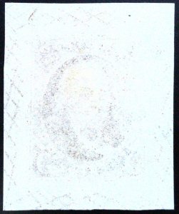 US Scott #1TC1bj - 5c Black Brown - Color Proof -  Hash Marks - 1847- Weiss Cert