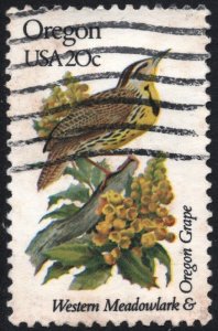 SC#1989A 20¢ State Birds & Flowers: Oregon; Perf 11¼ x 11 (1982) Used