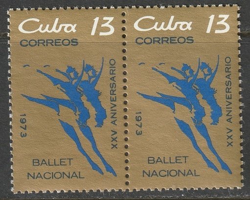 Cuba 1973 Sc 1842 pair MNH** some disturbed gum