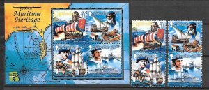 GIBRALTAR Sc 798-801+801A NH issue of 1999 - OLD SHIPS