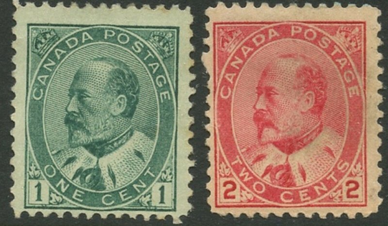 CANADA Sc#89 & 90 1903 1c & 2c KEVII Unused Without Gum