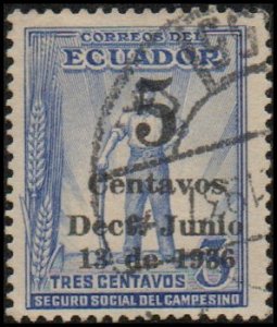 Ecuador RA36 - Used - 5c on 3c Woodman (1936)