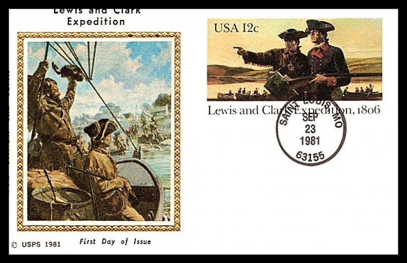 #UX91 Lewis and Clark Post Card - Colorano Silk Cachet 18EV