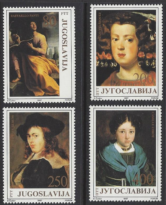 Yugoslavia, #1869-72 MNH set, Paintings by foreign artists, issued 1987