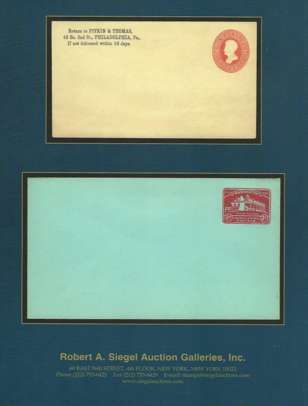 Saddleback Coll. of U.S. Postal Stationery, R.A. Siegel, Sale #878, May 23, 2007