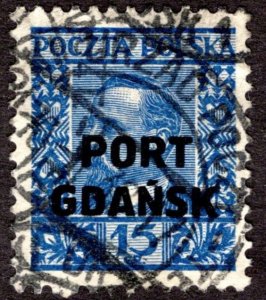 1930, Poland / Danzig, Port Gdansk, 15Gr, Used, Sc 1K23