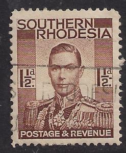 Southern Rhodesia 1937 KGV1 1 1/2d used Stamp SG42 (868