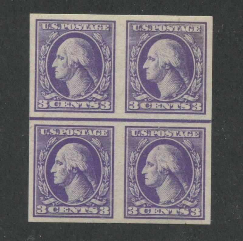 1918 US 3c Postage Stamp #535 Center Line Block of 4 Mint Very Fine Original Gum