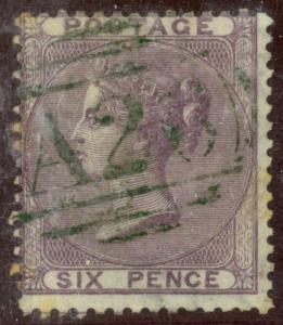 GREAT BRITAIN USED IN GIBRALTAR 1856 QV 6d Scott 27 Cancelled by A26 Cancel USED