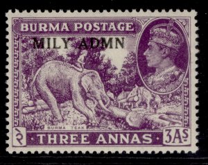 BURMA GVI SG43, 3a dull violet, LH MINT.