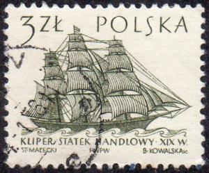 Poland 1212 - Used - 3z 19th Century Merchantman (1964)