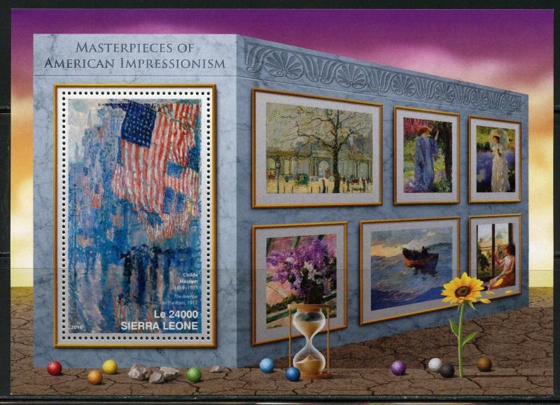 SIERRA LEONE 2016 MASTERPIECES OF AMERICAN  IMPRESSIONISM S/S MINT NEVER HINGED