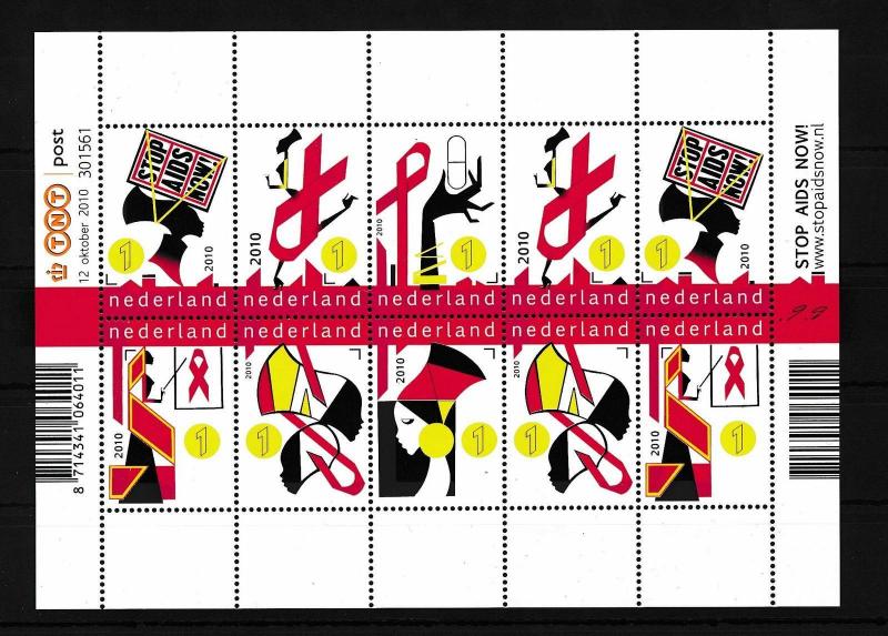 [16696] Netherlands Niederlande 2010 Stop Aids Campaign MS Sheet MNH