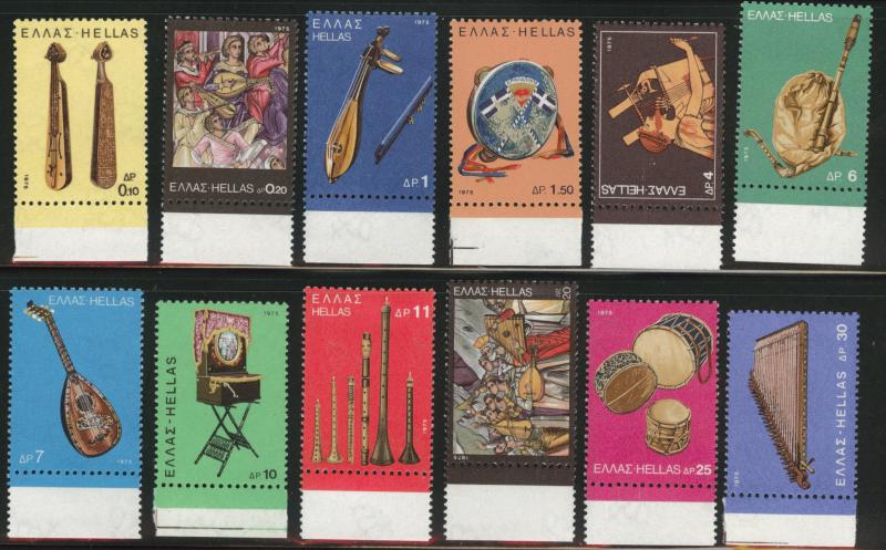 GREECE Scott 1158-1169 MNH** 1975  musical insturment set