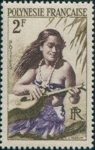 French Polynesia 1958 Sc#185,SG4 2f Girl playing Guitar MLH