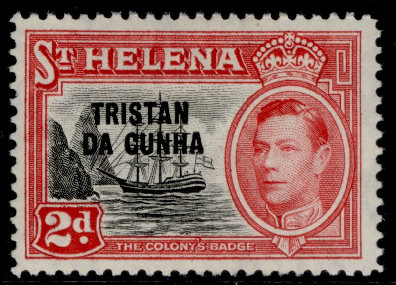 TRISTAN DA CUNHA QEII SG4, 2d black & scarlet, M MINT.