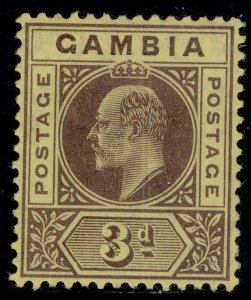 GAMBIA EDVII SG75, 3d purple/yellow, M MINT.