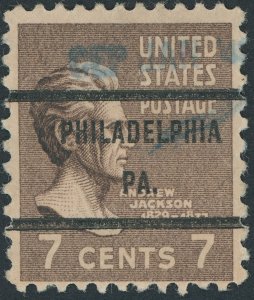 US 812 7 cent Presidential Issue; Philadelphia precancel -- See details and scan