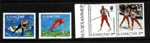 Kazakhstan-Sc.#49-52-Unused NH-Winter Olympic Sports-Skiing-1994-