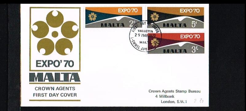 1970 - Malta FDC/Cover - Exhibitions - International exhibition - Expo '70 [D...