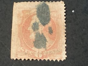 US Scott # 186 6c Lincoln (pink) Used - Catalogue Value $22.50