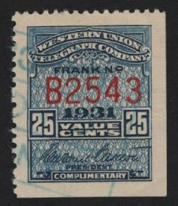United States WESTERN UNION 1931 VF - BARNEYS