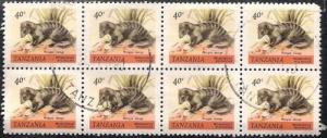 Tanzania 163 (used block of 8) 40c mongoose (1980)