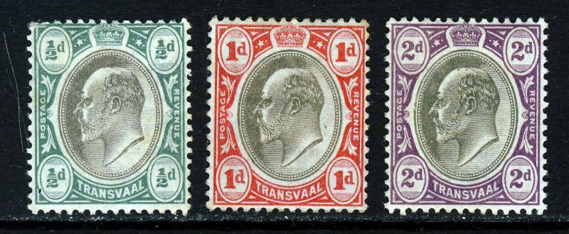 TRANSVAAL King Edward VII 1902 A Watermark Crown CA Group SG 244 to SG 246 MINT