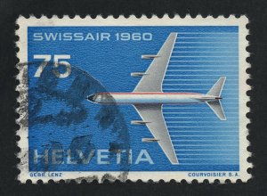 01894 Switzerland Scott #381 Swissair 1960 jet airplane