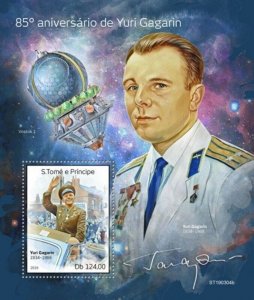 St Thomas - 2019 Yuri Gagarin - Stamp Souvenir Sheet - ST190304b