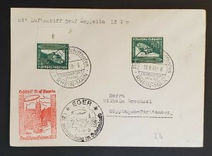 1939 Germany LZ 130 Graf Zeppelin Eger Flight to Wilhem Drechsel  Air Mail Cover