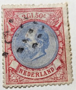 Stamp Europe Netherlands Series of 1872-88 King William III A6 #33 used