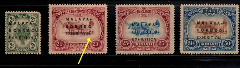 MALAYA Kedah Scott 3a-16a Unused Malaya  Borneo Exhibition stamp