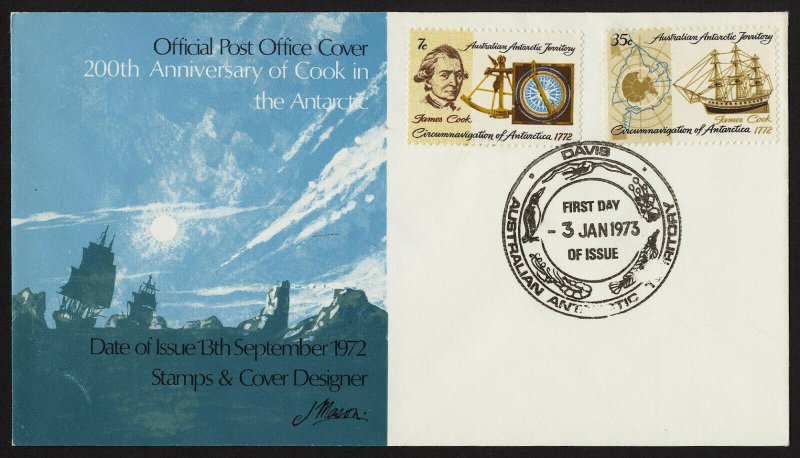 wc003 Australian Antarctic Territory James Cook 200th Anniv. FDC Jan 3 1973