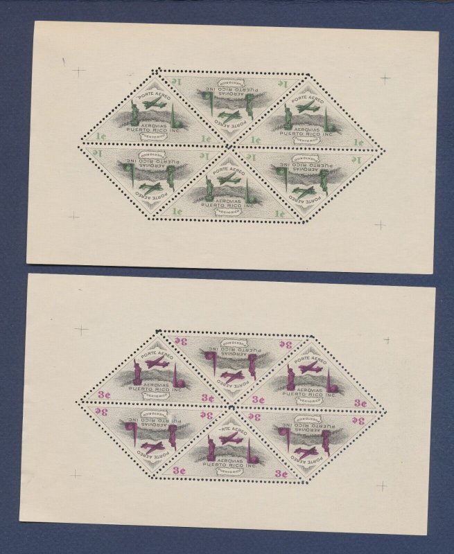 PUERTO RICO - Aerovias S/S - 1 ct and 3 ct - MNH - 1930s