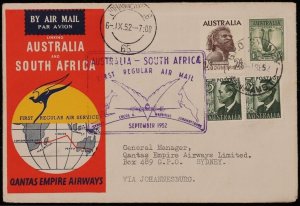 AUSTRALIA 1952 Australia - South Africa & return 'boomerang' airmail covers.