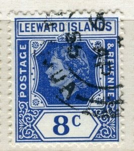 LEEWARD ISLANDS; 1954 early QEII issue fine used 8c. value