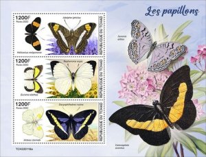 Chad - 2022 Butterflies, Postman, Iphiclus Sister - 3 Stamp Sheet - TCH220116a