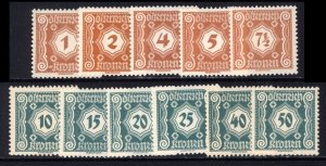 Austria 1922  Scott #J103-13 MNH